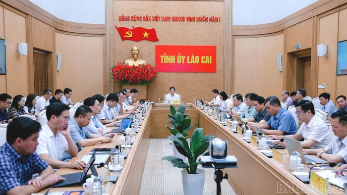 Quang cảnh phiên họp tại điểm cầu Lào Cai.