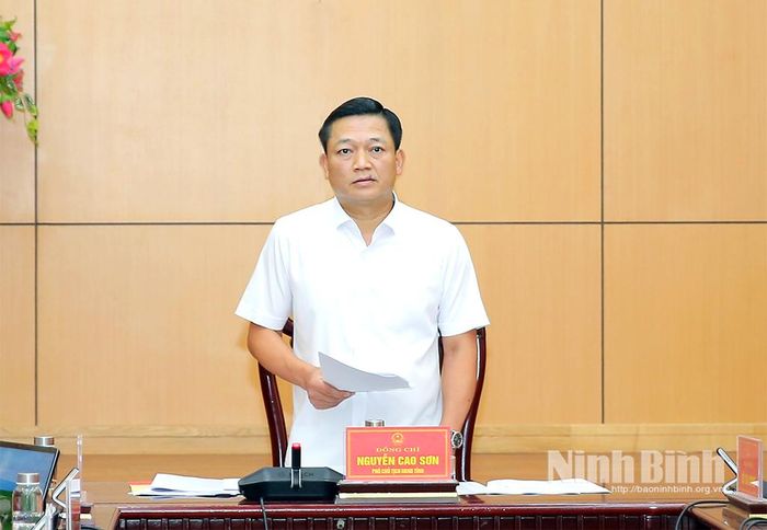 Đồng chí Phó Chủ tịch UBND tỉnh Nguyễn Cao Sơn phát biểu kết luận hội nghị.
