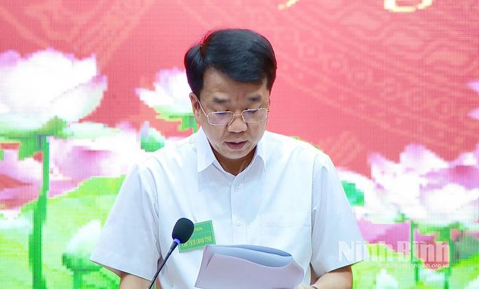 Đồng chí Chủ tịch UBND tỉnh Nguyễn Thanh Bình phát biểu tại tổng duyệt diễn tập PTDS tỉnh Ninh Bình năm 2026.