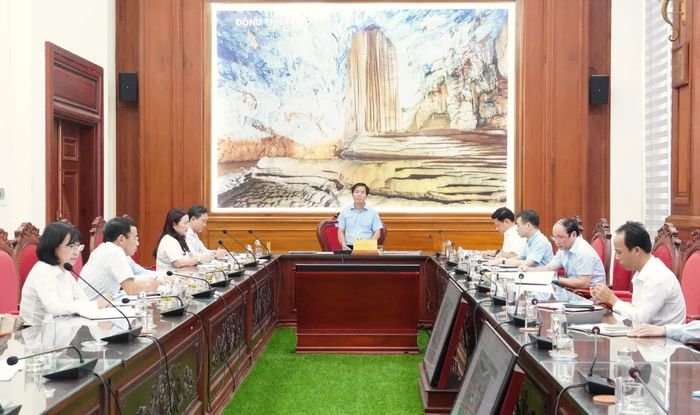 Đồng chí Nguyễn Văn Phương, Bí thư Tỉnh ủy phát biểu kết luận tại buổi làm việc - Ảnh: Q.V