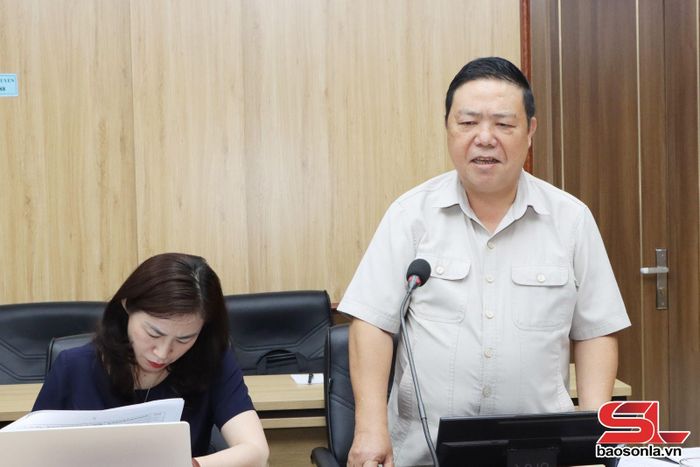 Lãnh đạo Sở Tư pháp phát biểu tại cuộc làm việc.