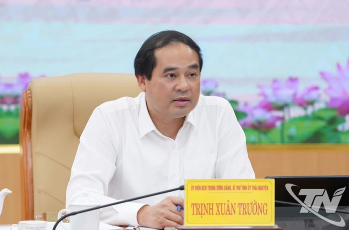 Đồng chí Trịnh Xuân Trường, Ủy viên Trung ương Đảng, Bí thư Tỉnh ủy chủ trì tại điểm cầu tỉnh Thái Nguyên.