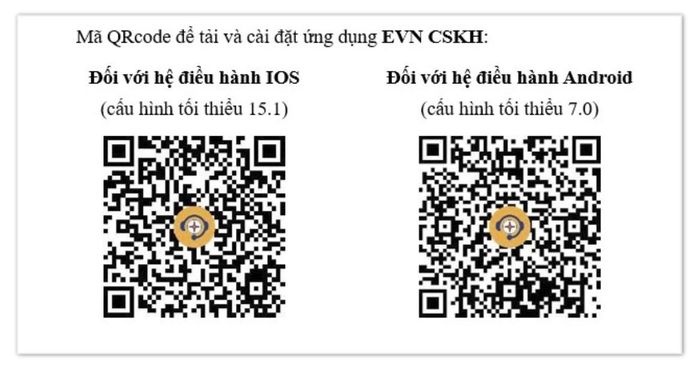 Khách hàng có thể quét mã QR trên ảnh để tải ứng dụng EVN CSKH từ các kho ứng dụng chính thức.