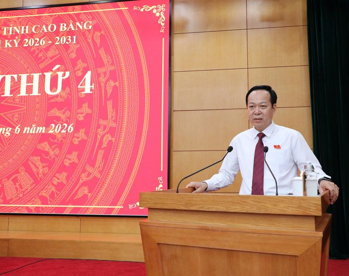 Phó Chủ tịch Thường trực UBND tỉnh Vũ Đình Quang báo cáo tình hình kinh tế - xã hội 6 tháng đầu năm, nhiệm vụ 6 tháng cuối năm 2026