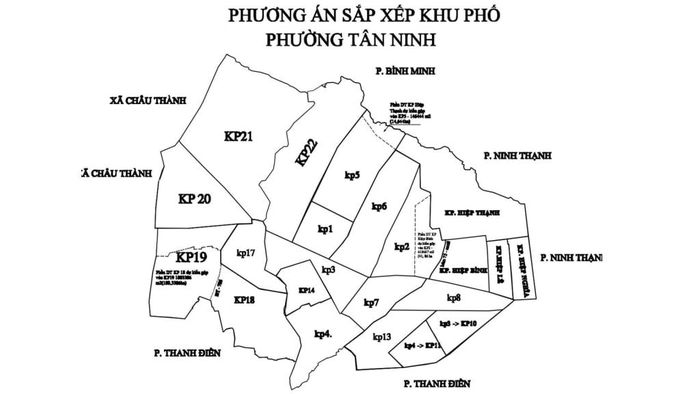 Phương án sắp xếp các khu phố tại phường Tân Ninh, tỉnh Tây Ninh