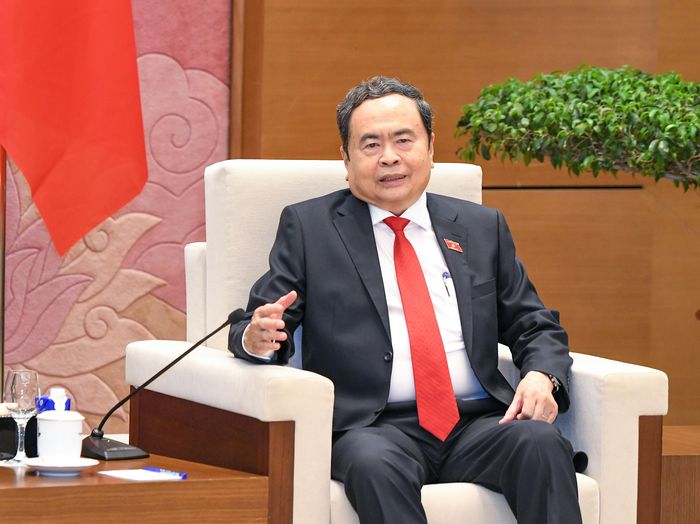Chủ tịch Quốc hội Trần Thanh Mẫn phát biểu tại cuộc tiếp