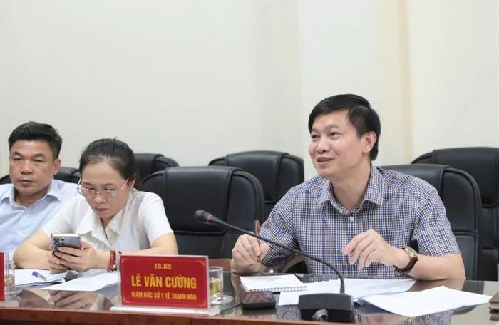 Giám đốc Sở Y tế tỉnh Thanh Hóa Lê Văn Cường phát biểu tại buổi làm việc