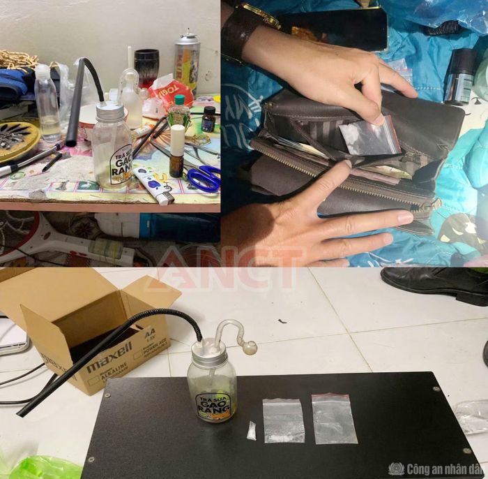 Các đối tượng Phạm Công Danh, Nguyễn Phát Tài, Cao Thanh Vũ và Phạm Hữu Nghĩa cùng tang vật.