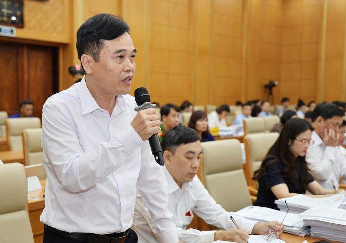Đại biểu Nông Văn Tuân, Trưởng Ban pháp chế HĐND tỉnh đặt câu hỏi chất vấn liên quan đến lĩnh vực môi trường.