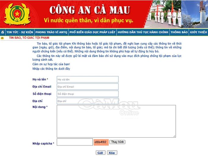 Chuyên mục “Hộp thư tố giác tội phạm” trên Trang Thông tin điện tử Công an tỉnh Cà Mau tiếp nhận thông tin, phản ánh của người dân 24/7.