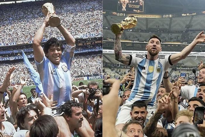 Maradona và Messi là hai số 10 huyền thoại của Argentina.