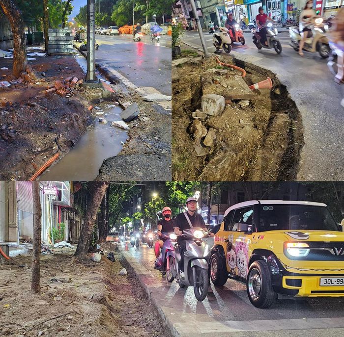 Nguy cơ mất an toàn giao thông trên tuyến phố Tô Hiệu, Lê Hồng Phong. Ảnh: Đạt Lê