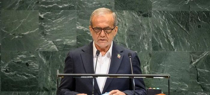 Tổng thống Iran - ông Masoud Pezeshkian. Ảnh: UN Photo/Loey Felipe