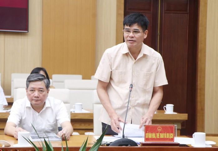 Giám đốc Sở Văn hóa, Thể thao và Du lịch Dương Hoàng Hương phát biểu tại hội nghị. Ảnh: Thu Hương - TTXVN