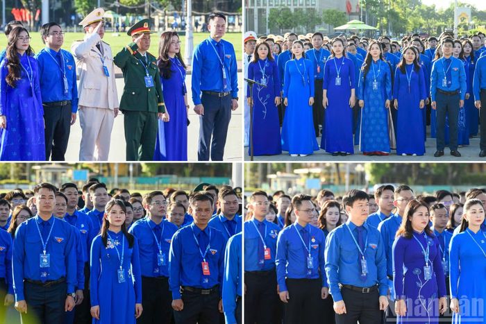 Các đại biểu tham dự lễ báo công dâng Bác và vào Lăng viếng Chủ tịch Hồ Chí Minh.