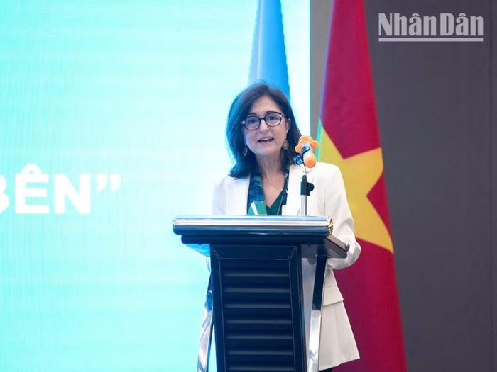 Bà Giovanna Ceglie nhấn mạnh ý nghĩa đặc biệt khi TPP quay trở lại Việt Nam. (Ảnh: MINH DUY)