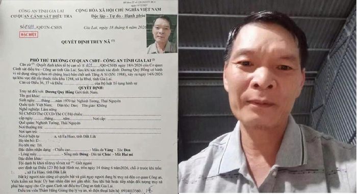 Cơ quan CSĐT Công an tỉnh Gia Lai truy nã đặc biệt đối với nghi phạm Dương Quý Hồng.
