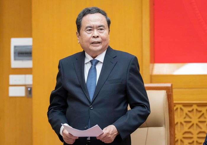  Chủ tịch Quốc hội Trần Thanh Mẫn phát biểu tại hội nghị. Ảnh: VIẾT CHUNG 