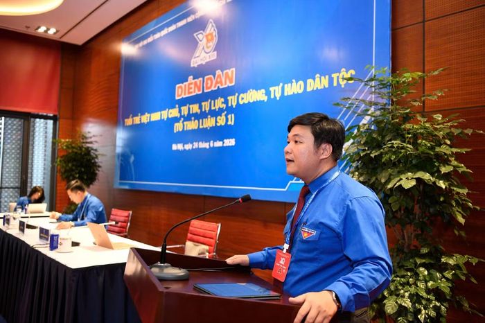 Anh Nguyễn Thái An - Ủy viên Ban Thường vụ T.Ư Đoàn, Phó Trưởng ban Công tác Đoàn phát biểu tại chương trình.
