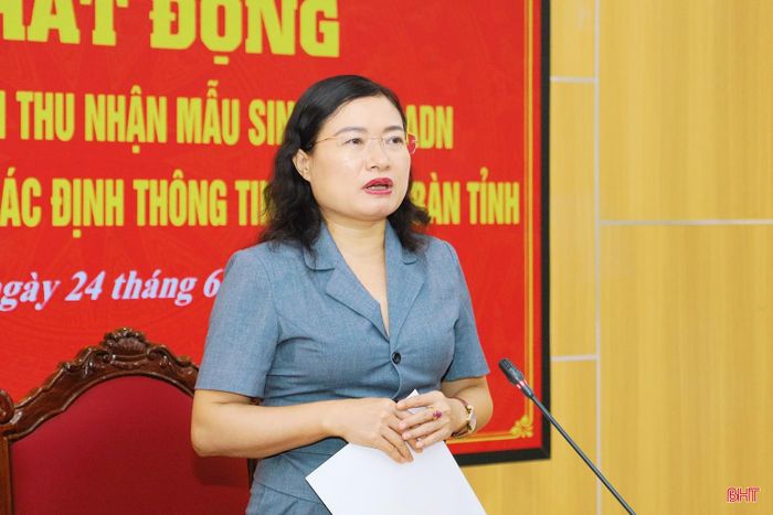 Phó Chủ tịch UBND tỉnh Nguyễn Thị Nguyệt - Trưởng ban Chỉ đạo 515 tỉnh phát biểu tại lễ phát động.