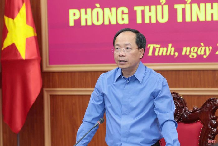 Đồng chí Nguyễn Duy Lâm – Ủy viên Trung ương Đảng, Bí thư Tỉnh ủy, Bí thư Đảng ủy quân sự tỉnh, Trưởng Ban Chỉ đạo diễn tập khu vực phòng thủ tỉnh kết luận hội nghị.