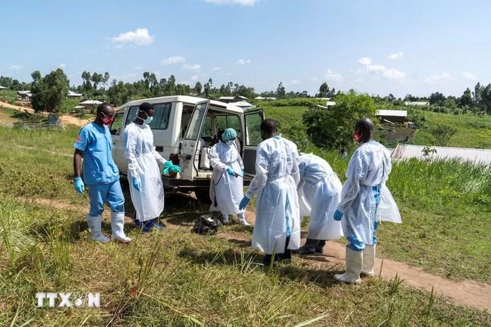 Nhân viên y tế chuyển thi thể bệnh nhân Ebola tại Bunia, tỉnh Ituri, Cộng hòa Dân chủ Congo. (Ảnh minh họa: THX/TTXVN)