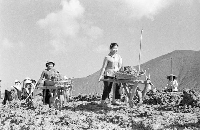 Trong phong trào "Ba sẵn sàng" năm 1964, Tổ 9, Đội 609, Chi đội 6 Thanh niên xung phong chống Mỹ, cứu nước Nghệ An luôn đạt năng suất cao, vượt mức sản xuất bình thường từ 5-20%. (Ảnh: Văn Sắc/TTXVN)