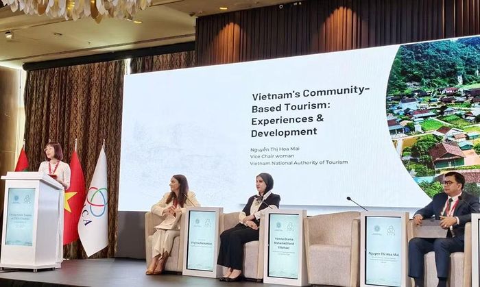 Phó Cục trưởng Cục Du lịch Quốc gia Việt Nam Nguyễn Thị Hoa Mai phát biểu tại Hội nghị. (Ảnh: TITC)