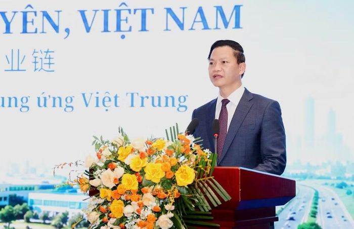 Chủ tịch Ủy ban Nhân dân tỉnh Vương Quốc Tuấn phát biểu tại Hội nghị. (Ảnh: Cổng Thông tin điện tử tỉnh Thái Nguyên)