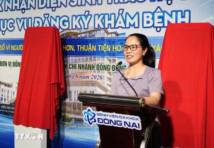 Giám đốc Sở Y tế thành phố Đồng Nai Đỗ Thị Nguyên phát biểu chỉ đạo tại buổi lễ. (Ảnh: Lê Xuân/TTXVN)