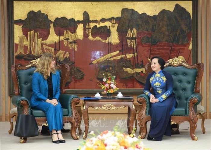 Phó Thủ tướng Phạm Thị Thanh Trà tiếp bà Silvia Danailov, Trưởng đại diện Quỹ Nhi đồng Liên hợp quốc tại Việt Nam. Ảnh: Tuấn Anh/TTXVN