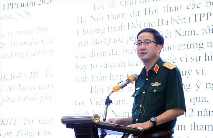 Thiếu tướng Phạm Mạnh Thắng, Cục trưởng Cục Gìn giữ hòa bình Việt Nam phát biểu. Ảnh: Tuấn Anh/TTXVN
