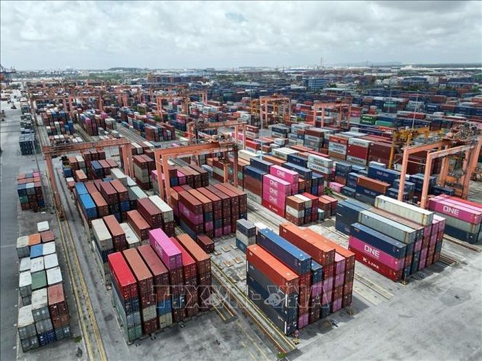 Kho bãi chứa container tại cảng Tân Vũ (Hải Phòng). Ảnh minh họa: Tuấn Anh/TTXVN
