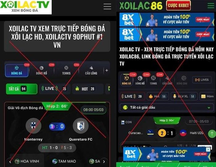 Hệ thống Xôi Lạc TV bị công an triệt phá hồi tháng 3/2026 (Ảnh: Công an cung cấp).