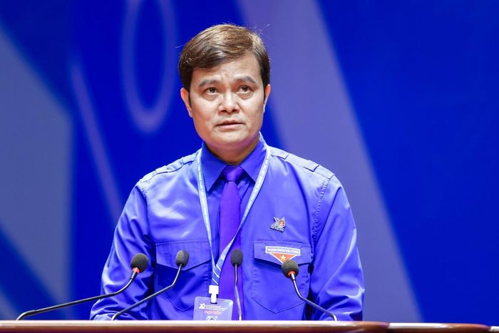 Đồng chí Bùi Quang Huy, Bí thư thứ nhất Trung ương Đoàn phát biểu tại Đại hội.