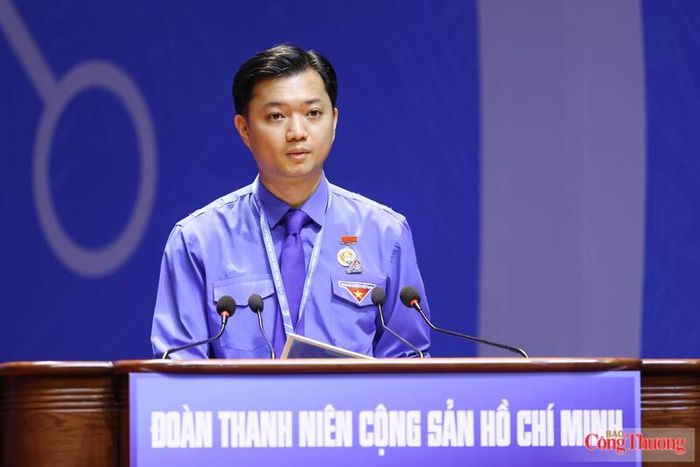 Ông Nguyễn Minh Triết - Ủy viên dự khuyết Ban Chấp hành Trung ương Đảng, Bí thư Thường trực Ban Chấp hành Trung ương Đoàn, Chủ tịch Trung ương Hội Sinh viên Việt Nam phát biểu tại đại hội - Ảnh: Quang Vinh