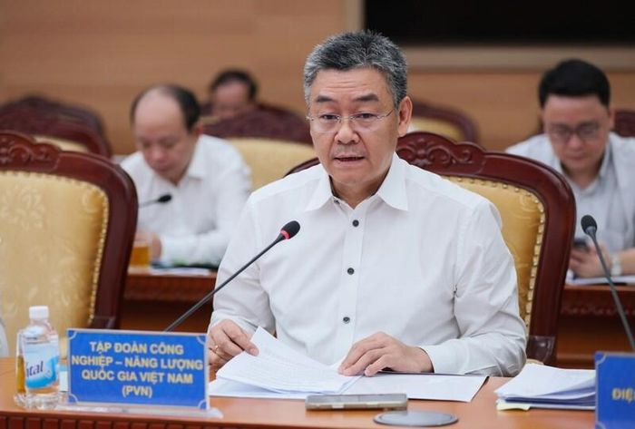 Ông Lê Mạnh Cường, Tổng Giám đốc Tập đoàn Công nghiệp - Năng lượng Quốc gia Việt Nam (Petrovietnam) phát biểu tại cuộc họp. Ảnh: Mạnh Tuấn