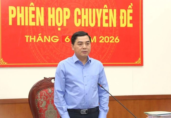 Chủ tịch UBND tỉnh Nguyễn Hoài Anh phát biểu tại phiên họp.