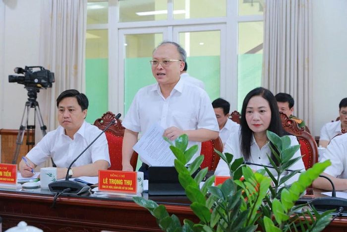 Giám đốc Sở Tài chính Lê Trọng Thụ phát biểu tại buổi làm việc.