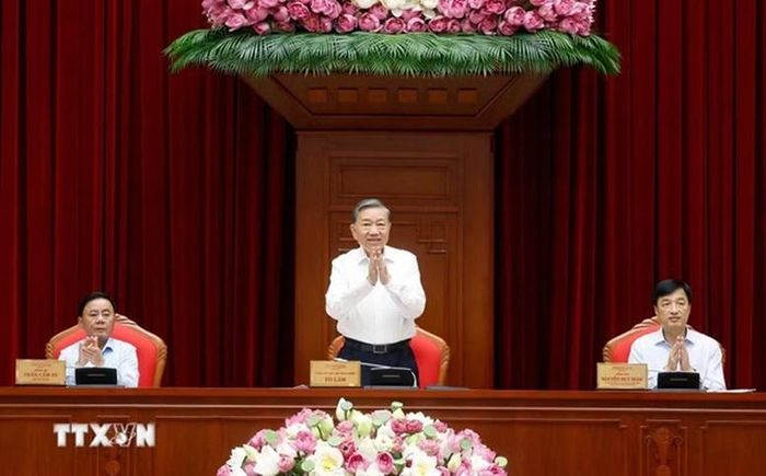 Tổng Bí thư, Chủ tịch nước Tô Lâm chủ trì cuộc gặp mặt cán bộ quy hoạch diện Bộ Chính trị quản lý - Ảnh: TTXVN