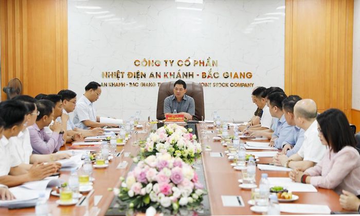 Đồng chí Nguyễn Hồng Thái chủ trì buổi làm việc với chủ đầu tư Nhà máy Nhiệt điện An Khánh - Bắc Giang.