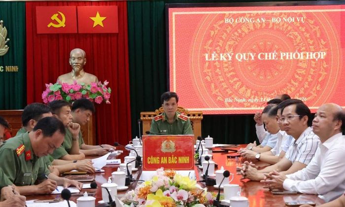 Các đại biểu dự hội nghị tại điểm cầu Công an tỉnh Bắc Ninh.