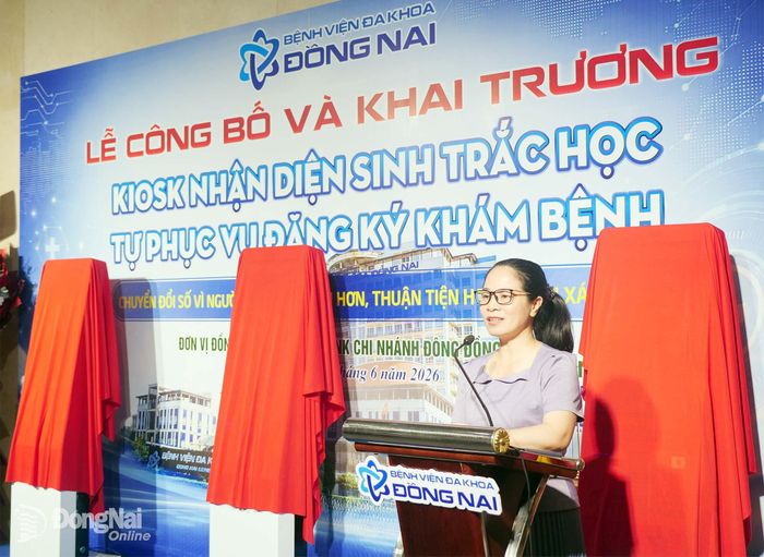 Giám đốc Sở Y tế Đồng Nai Đỗ Thị Nguyên phát biểu tại buổi lễ. Ảnh: Hạnh Dung