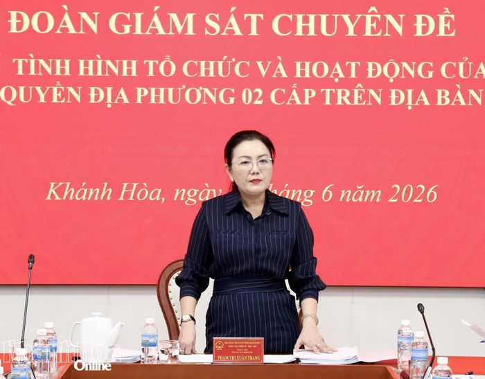 Đồng chí Phạm Thị Xuân Trang phát biểu tại buổi làm việc.