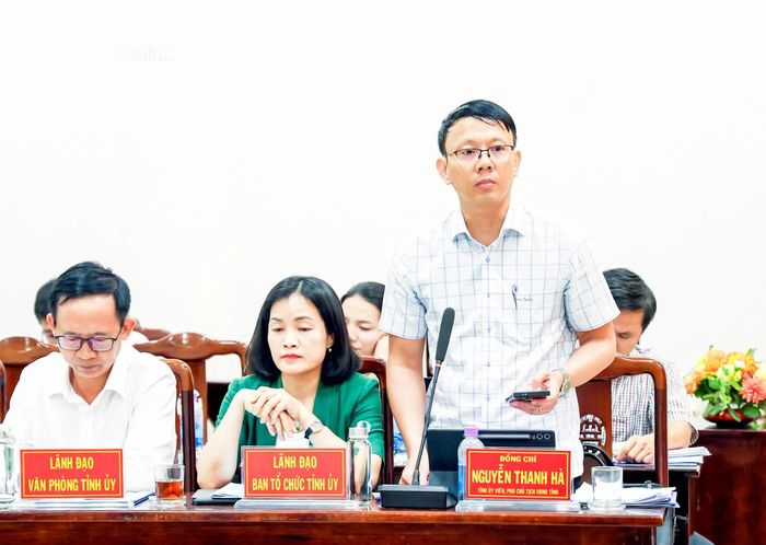 Phó Chủ tịch UBND tỉnh Nguyễn Thanh Hà phát biểu tại buổi làm việc.
