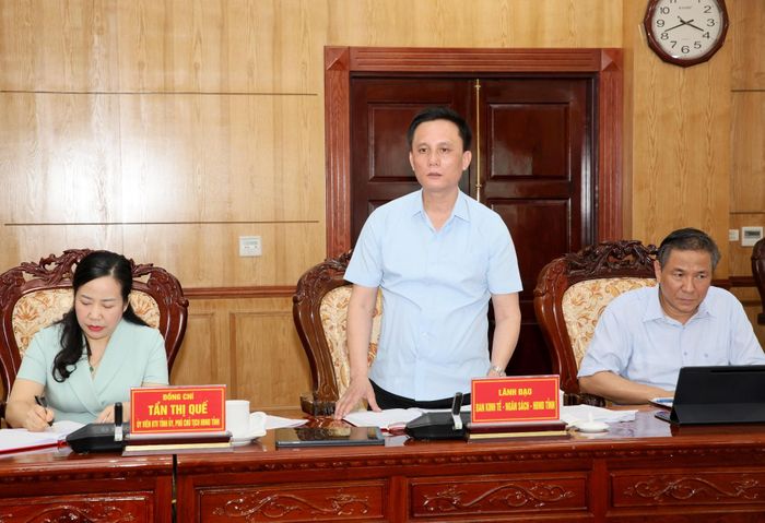 Lãnh đạo Ban Kinh tế - Ngân sách HĐND tỉnh phát biểu tại buổi làm việc. 