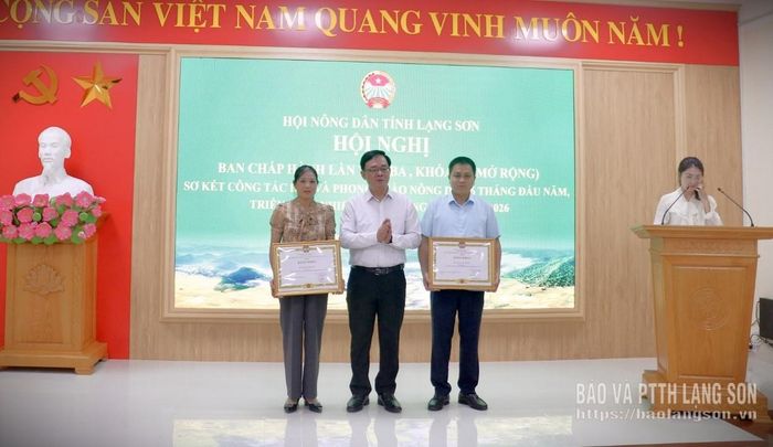 Thừa ủy quyền của Trung ương HND Việt Nam, lãnh đạo HND tỉnh trao Bằng khen của Ban Chấp hành Trung ương HND Việt Nam cho các tập thể vì đã có thành tích xuất sắc trong công tác hội và phong trào nông dân năm 2024 - 2025