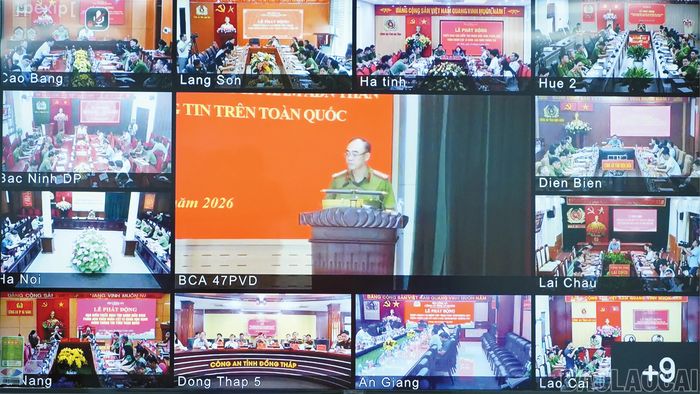 Hội nghị được kết nối trực tuyến đến công an các tỉnh, thành phố và công an cấp xã.
