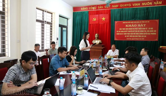 Thành viên đoàn khảo sát phát biểu tại buổi làm việc.