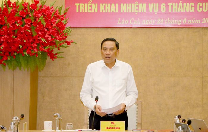 Đồng chí Hoàng Giang - Phó Bí thư Thường trực Tỉnh ủy, Chủ tịch HĐND tỉnh phát biểu chỉ đạo tại hội nghị.